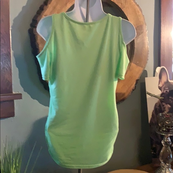 NEON GREEN OPEN SHOULDER TEE SIZE SMALL - Picture 3 of 3
